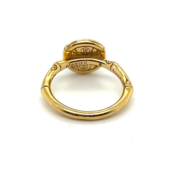 John Hardy 18k Yellow Gold Metallic Bamboo Diamomd Ring - Picture 3 of 8